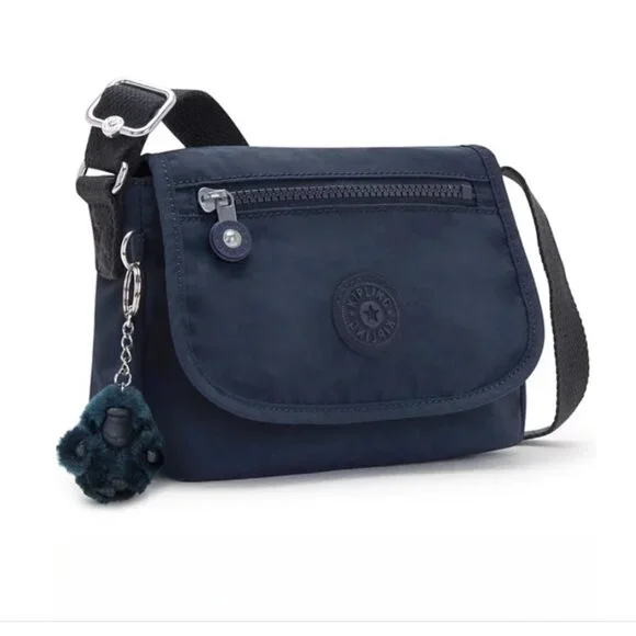 Kipling Sabian Mini Crossbody Bag Blue Bleu 2 Nylon Adjustable Strap Purse - Picture 2 of 5